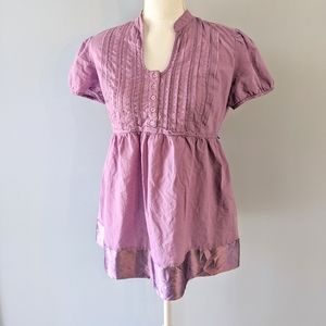 Maternity purple babydoll satin & cotton blouse
